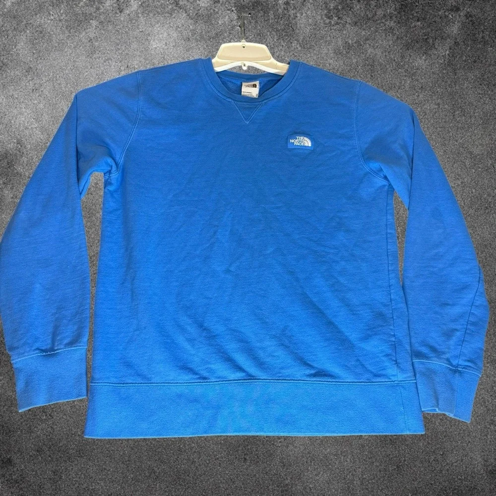 The North Face Mens M Blue Crewneck Sweatshirt Heritage Patch Fleece Pullover